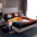 YST Sports Bed Sheets Boys Twin Size,Baseball Soccer Sheet Set Kids Teens Basketball Football Sheets Ball Games Flat Sheet,Fire Ice Trippy Lightening Decor 3Pcs Soft Luxury