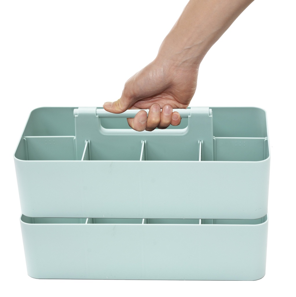 Enjoy Organizer 2 PACK - Portable DIY 8 Dividers Durable Plastic Tote Basket Bin Tool & Supply Cleaning Caddy with Handle Made in USA Mint