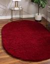 Unique Loom Solid Shag Collection Area Rug (3' 3" X 5' 3" Oval Cherry Red)