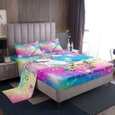 YST Unicorn Gifts for Girls,Kawaii Sheet Set Glitter Galaxy Bed Sheets Toddler Kids Cartoon Magical Animal Fitted Sheet Cute Horse Top Sheet Twin,Rainbow Unicorn Room Decor for Girls Bedroom