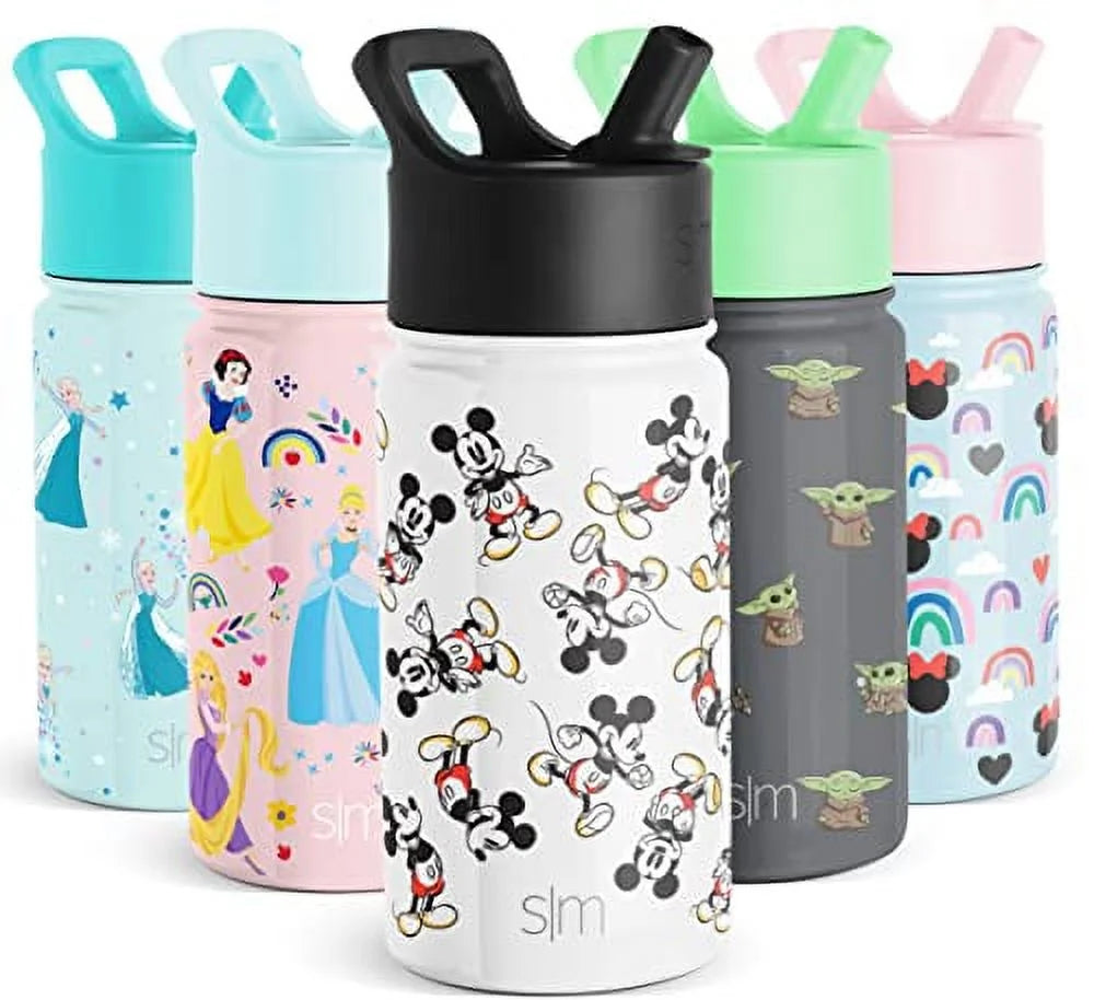 Simple Modern Disney Mickey Mouse Kids Water Bottle with Straw Lid | Reusable Insulated Stainless Steel Cup for School | Summit Collection | 14Oz, Mickey Mouse Retro