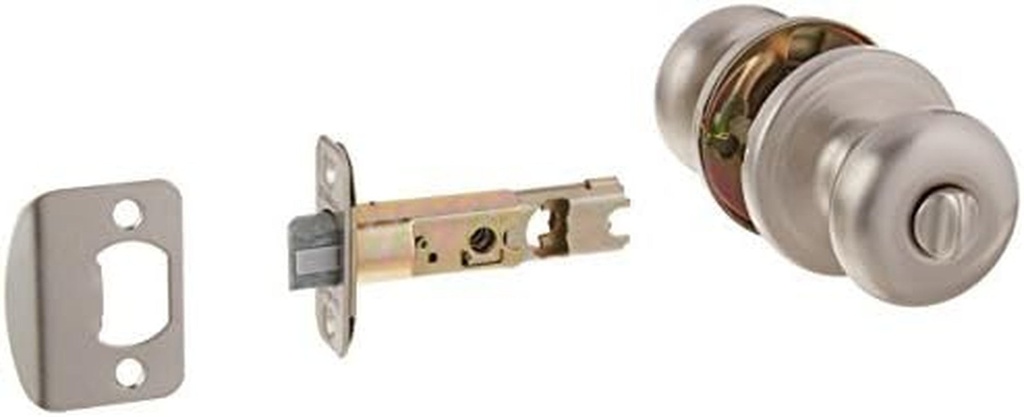 Kwikset Hancock Interior Privacy Door Knob with Lock, Door Handle for Bathroom and Bedroom, Satin Nickel Keyless Turn Lock Doorknob, with Microban Protection