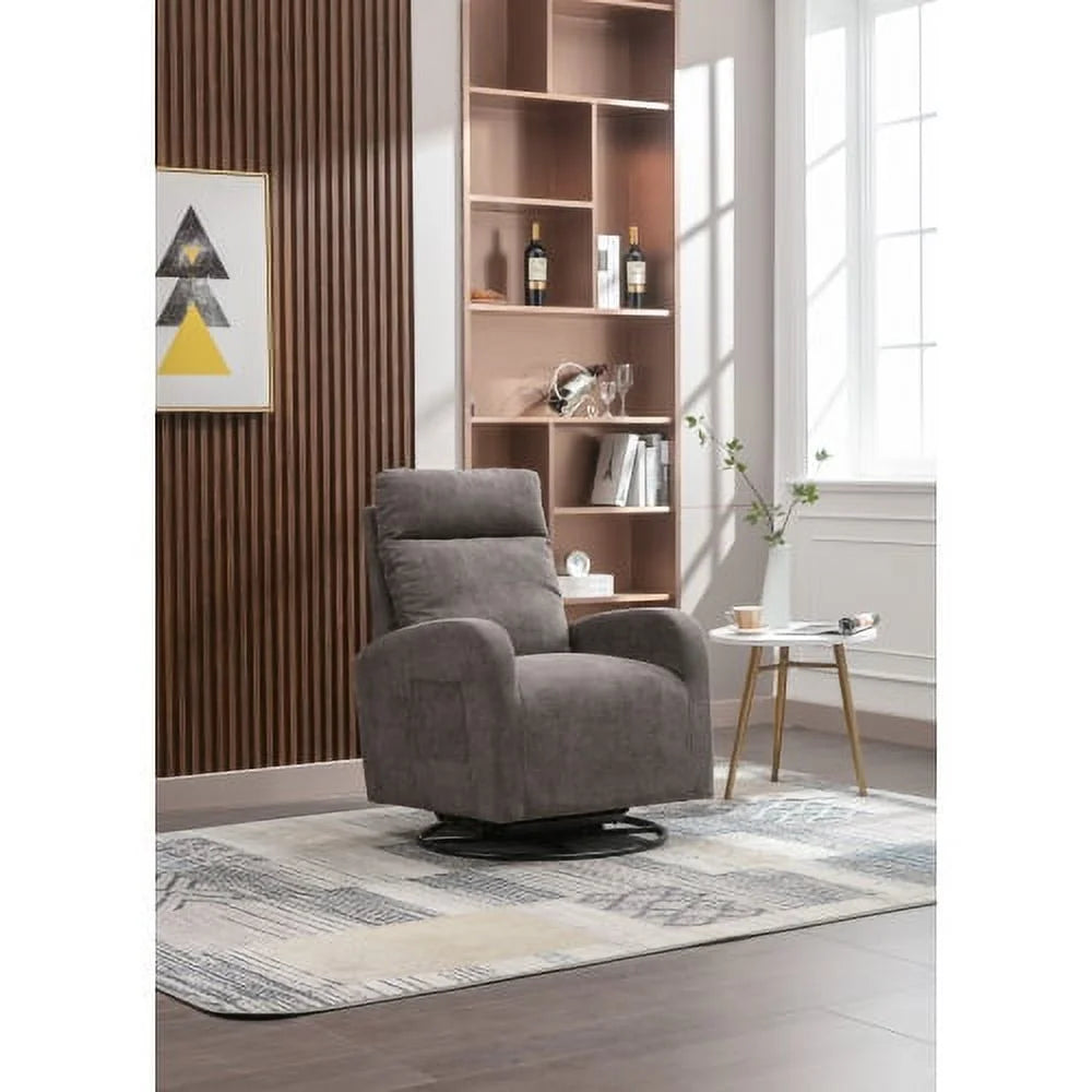 Upholstered Seating Wing Back Glider Swivel, Rocker, Rocking Chair, Glider Chair for Nursery in Modern Style, Durable Nursery Swivel Chair with High Back, Comfortable Sofa, Easy to Clean, Dark Gray