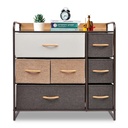 Bigroof Fabric Dresser Storage- Storage Tower with Large Capacity for Bedroom, Living Room & Closets - Steel Frame Wooden Top with Fabric Bins for Clothing Blankets Plush Toy