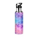 Mermaid Scales Water Bottles Kids Insulated Thermos Stainless Steel Bottle with Straw Lid Flask Leakproof for Sports Gym 20 Oz