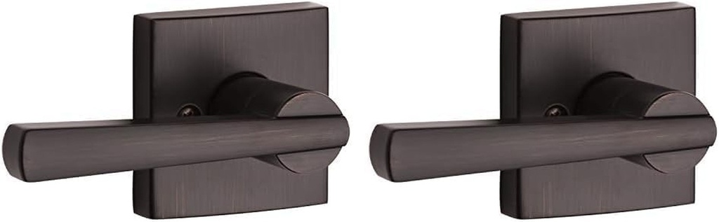 Baldwin Spyglass, Half Dummy Door Reversible Lever, Non-Turning Door Handle for Closet, French Door, with Microban Protection, in Venetian Bronze (Pack of 2)