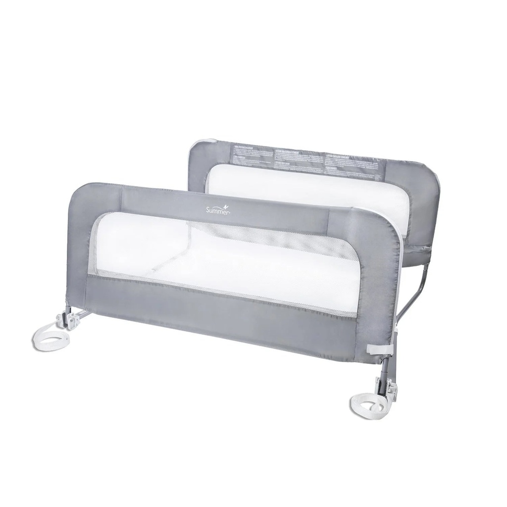 Summer Infant Double Safety Bedrail, Gray, Metal and Fabric Bedrail Set for Toddlers, 42.5 Long, Fits Twin, Full, and Queen Beds and Accommodates Thick Mattresses and Platform Beds Metal 1 Count (Pack of 1)