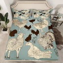 YST Farm Animals Twin Fitted Sheet Sheep Rooster Sheets, Rustic Lodge Cabin Bed Sheets Swan Rabbit Eagle Bed Cover, Vintage Grey Turqoise Bed Set Lightweight 2Pcs (Deep Pocket)
