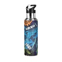 Stainless Steel Water Bottle Cool Dinosaur T-Rex with Straw Lid Vacuum Insulated Keeps Hot and Cold Leak Proof Flask Jug for Gym Travel Sports Cycling Outdoor 20 OZ