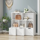 Homfa 5 Cube Toy Storage Organizer, Kids Geometric Bookcase with 3 Drawers, Storage Cabinet for Living Room, White Finish