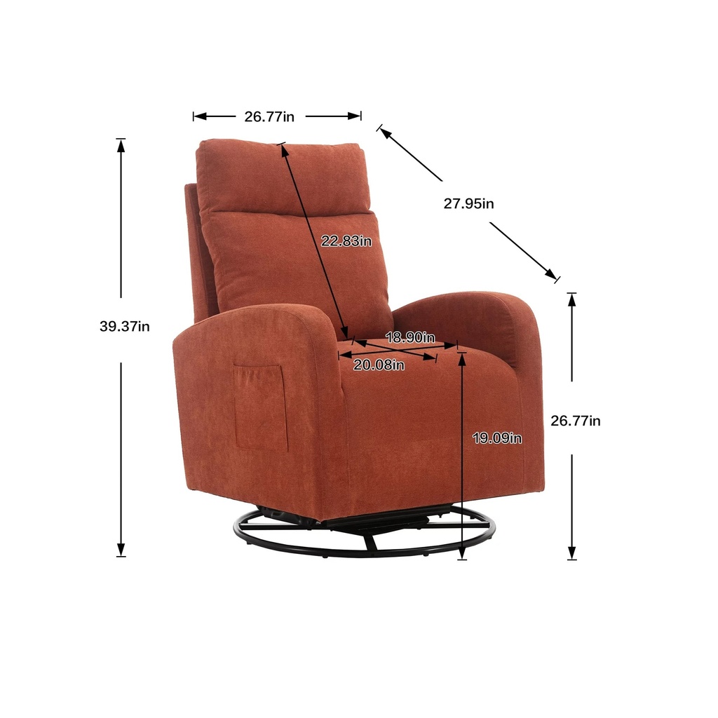 Luccalily Upholstered Swivel Glider.Rocking Chair for Nursery with One Left Bag.Modern Style Sofa Chair