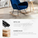 Velvet Rocking Chair Nursery, Upholstered Rocking Chairs with High Backrest and Armrests, Small Glider Chair for Nursery, Living Room, Bedroom (Blue)