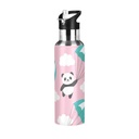 Water Bottle with Straw Lid Leak Cartoon Panda Bears Flying Stainless Steel Insulated Thermos Vacuum Flask for Cold Hot Drinking for Sports Camping Gym Yoga