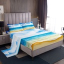 YST Hawaii Beach Twin Sheets Sea Ocean Bed Set, Coastal Nature Bed Sheets Set Blue Sky Sheet Set, Kids Summer Holiday Gifts 05 Microfiber Breathable 3Pcs