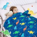 Sivio Weighted Blanket 3 Lbs for Kids, Cooling Heavy Blanket for Perfect Sleep, Soft Breathable Throw, Blue Dinasour, 36" X 48"