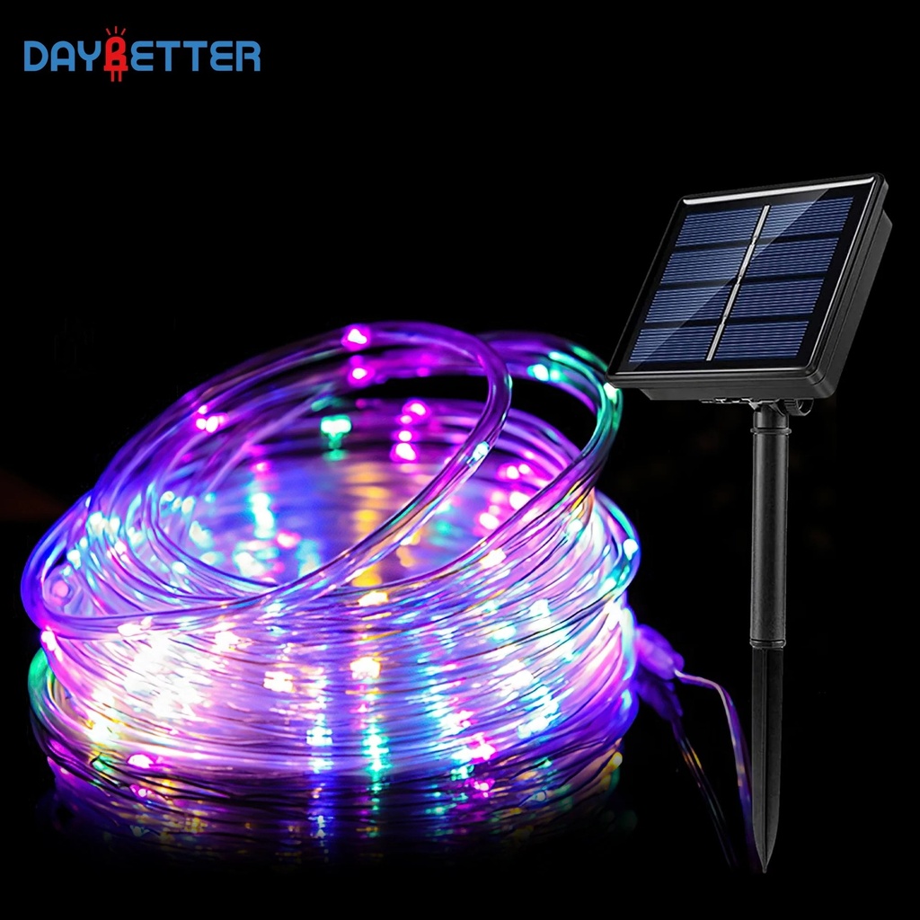 DAYBETTER Solar Rope Lights,Outdoor 33Ft 100 Leds Multi-Color Waterproof for outside Tree Fence Yard Christmas Lighting Decoration