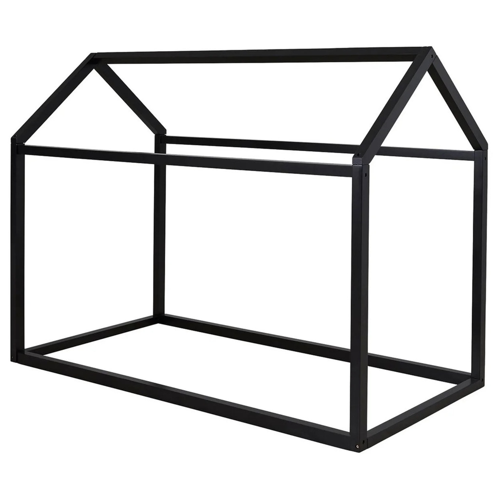 Twin Bed Frame with House Shaped Design Black - Saltoro Sherpi