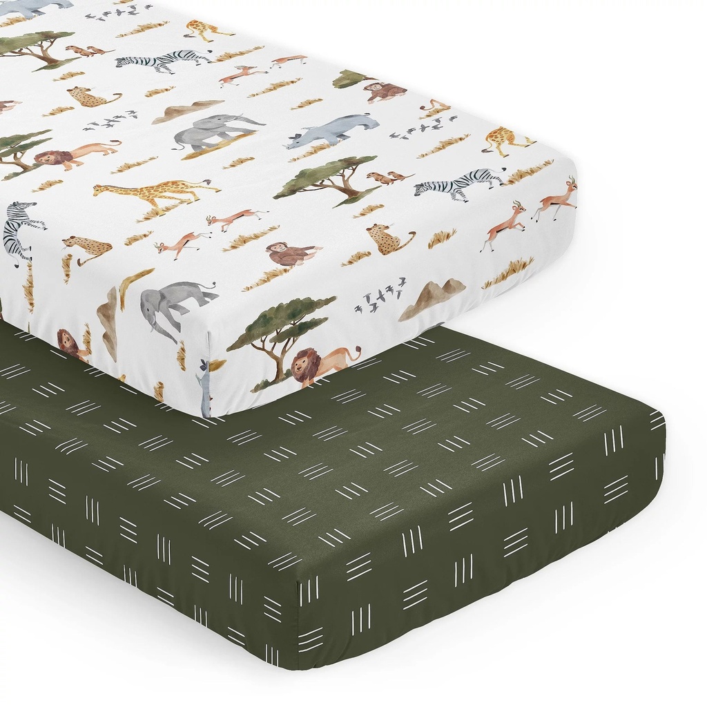 Jungle 2 Pack Fitted Crib Sheet Boy or Girl Gender Neutral Unisex by Sweet Jojo Designs