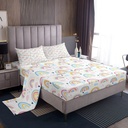 Girly Rainbow Bed Sheets Twin Size, Sun and Stars Sheet Set for Kids Boys Children Cartoon Style Cloud Fitted Sheet Girls Soft Microfiber Love Heart Pattern Flat Sheet for Bedroom Living Room Decor
