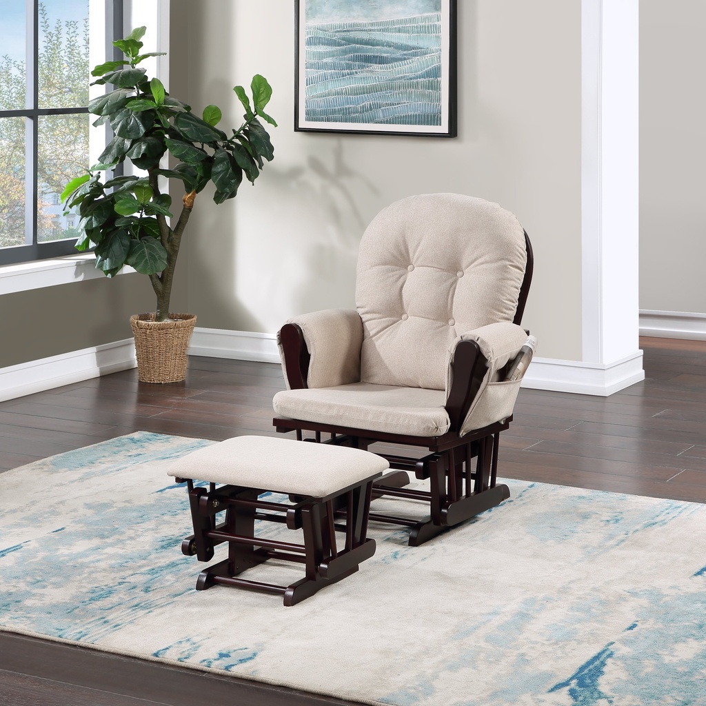 Suite Bebe Cleo Storage Glider and Ottoman, Espresso Finish with Latte Cushions