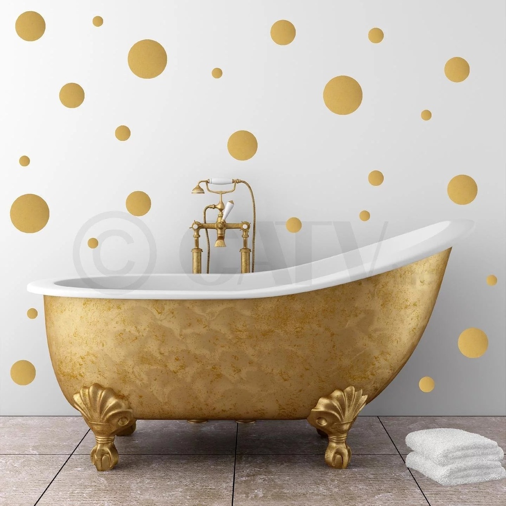 Set of 130 Polka Dots Wall Decal Dot Sticker Circle Self Adhesive Decals Size: .5"X6" - Color: Metallic Gold