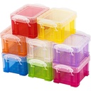 SPECOOL Cute Small Plastic Box, Stackable Mini Plastic Storage Box with Lid, 8 Kinds of Macaron Color Plastic Organizer Container for Jewelry Beads Small Crafts Items Accessories - 8 Pack
