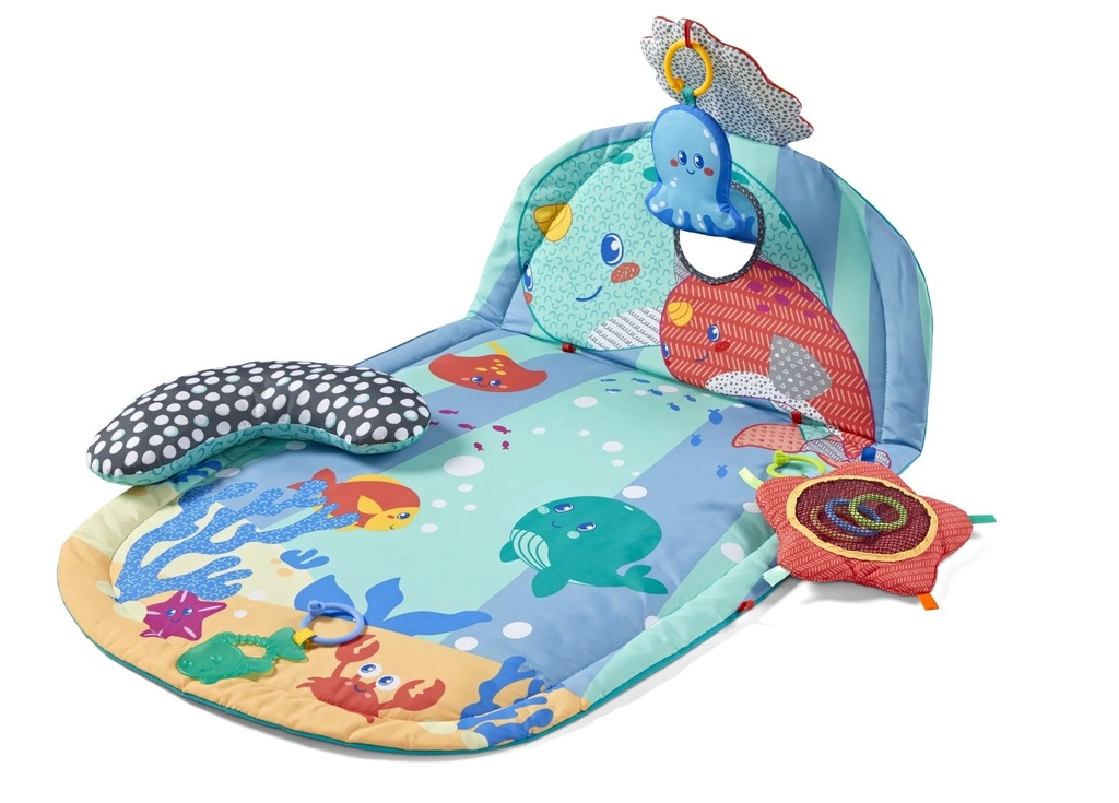 Infantino Three Stage above & beyond Tummy Time and Baby Activity Mat, 0-9 Months, Blue Sea Life