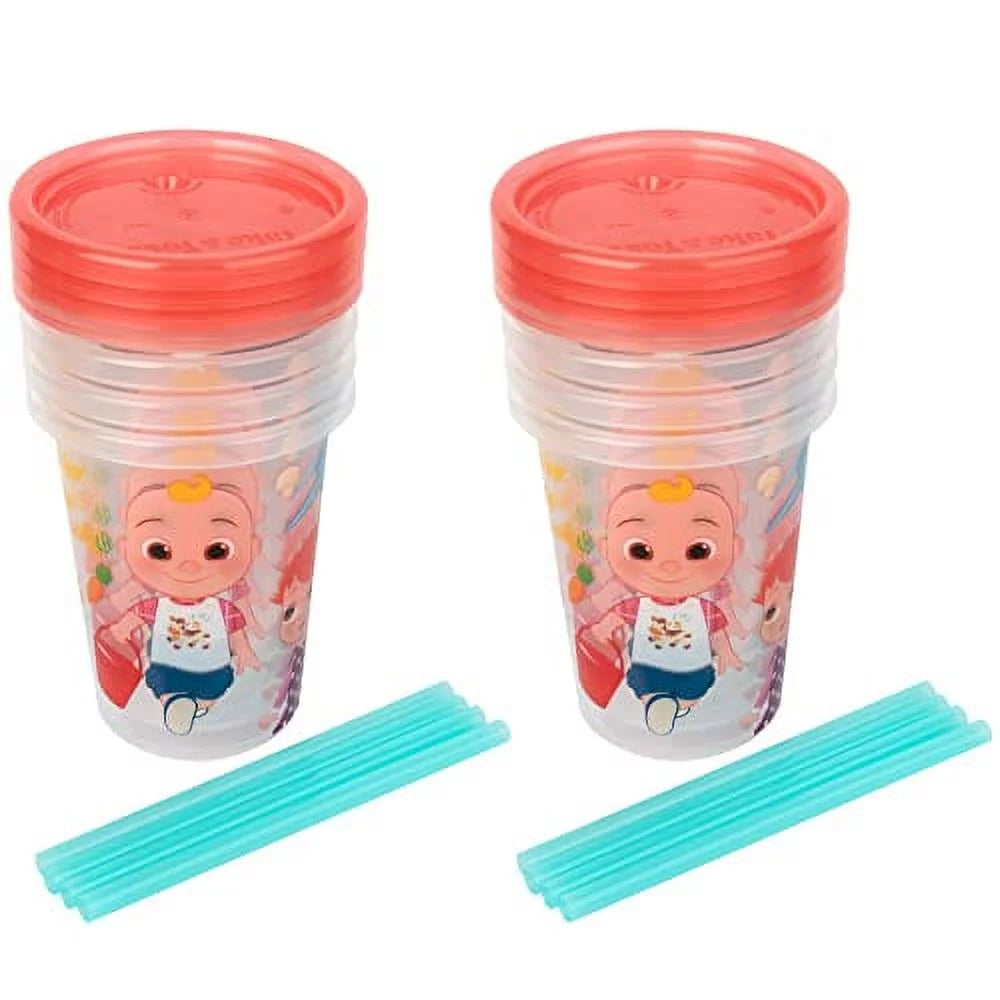 Take & Toss Cocomelon Straw Cups 10 Oz - 8 Toddler Cups
