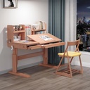 WILK Ergonomic Kids Desk Beech 100% Kids Table and Chair Set with Drawer and Bookshelf Adjustable Desktop Height and Tilted Desktop Writing Desk 46.5 In