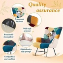 Nursery Rocking Chair - Accent Rocking Chair for Nursery, 330Lbs Weight Capacity Glider Rocking Chair Upholstered with Patchwork Linen Fabric for Living Room Bedroom(X1, Colorful)