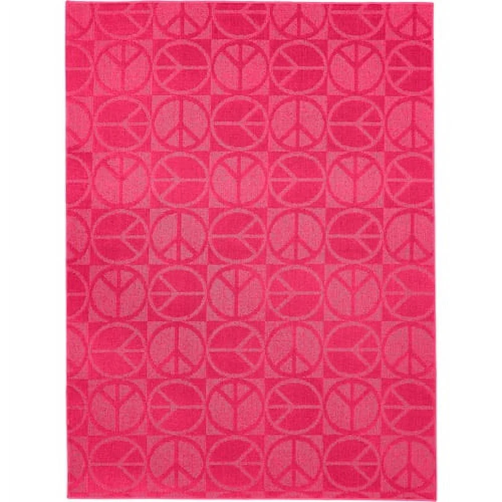 Garland Rugs Peace Bright Pink 6' X 9' Novelty Indoor Ara Rug