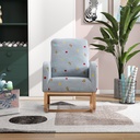 GOSUN 26.8"W Nursery Rocking Chair, Rainbow Rocker Armchair, Comfy Soft Backrest Cushion with Side Pocket for Storage, for Living Room Bedroom Offices, Blue