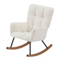 Beige Lounge Sofa Glider Chair with High Backrest - Comfy Upholstered Chair for Reading, and Napping in Living Room
