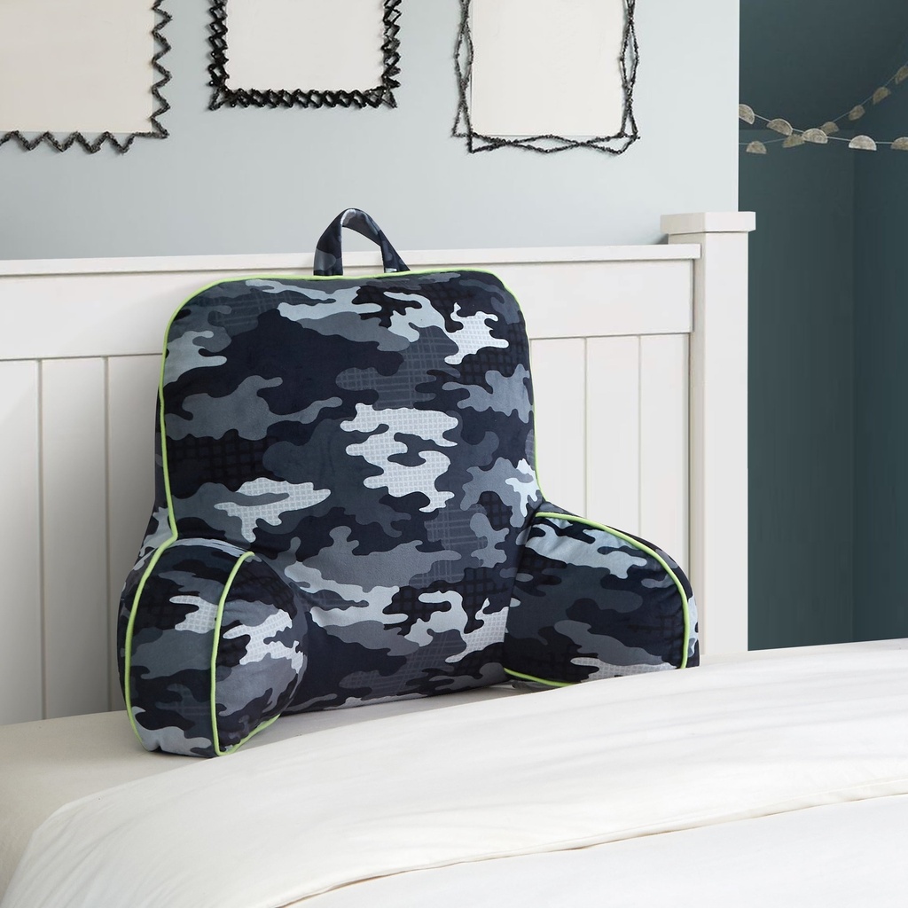Your Zone Kids Super Soft and Cozy Camo Backrest Pillow,24" X 17", Blue