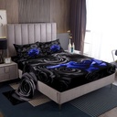 YST Black and Blue Rose Twin Bed Sheets Romantic Floral Sheet Set,3D Roses Bedding Set for Women Girls Bedroom,Wedding Valentines Day Decorations Blossom Flower Bed Set