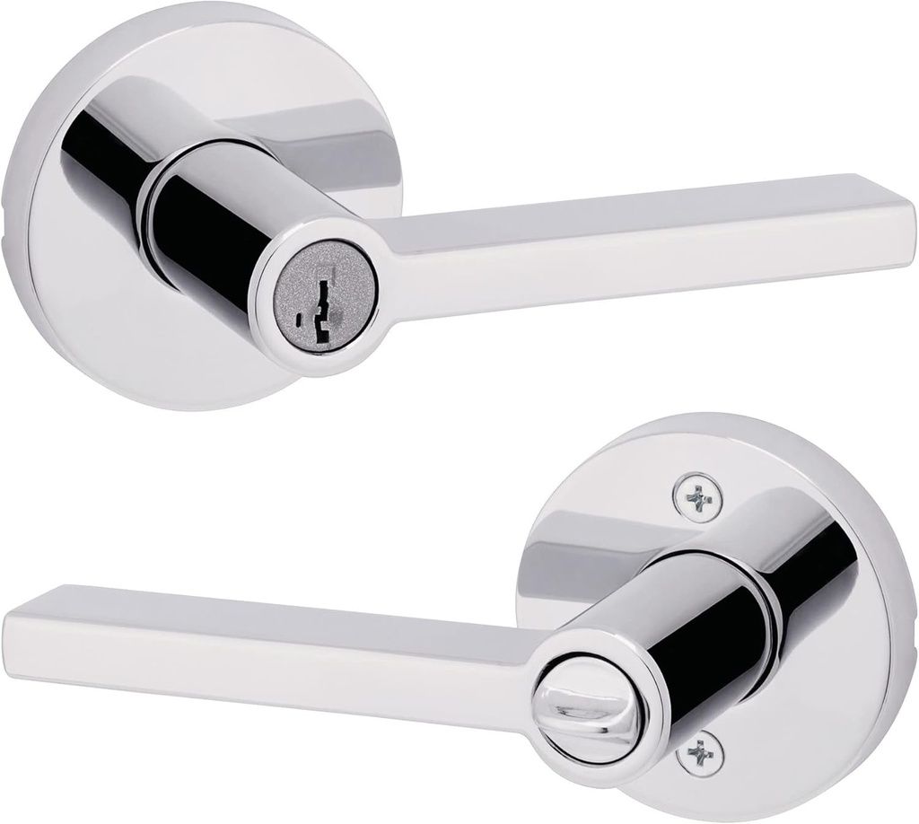 Kwikset 740HFLRDT-26S 740HFLRDT-S Halifax Single Cylinder Keyed Entry Door Lever Set with round Rose
