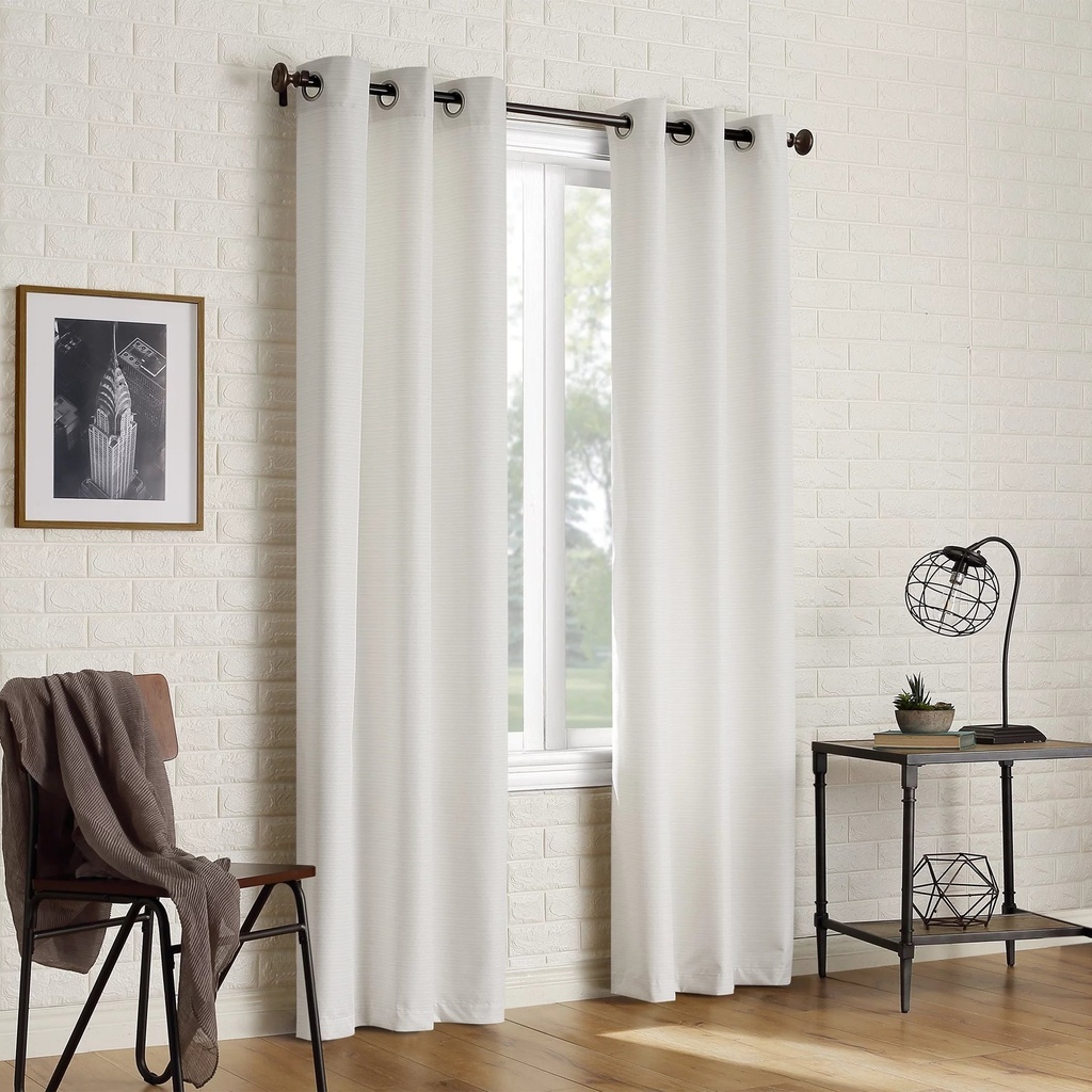 Sun Zero 2-Pack Arlo Textured Thermal Insulated Grommet Curtain Panel Pair, Pearl White, 40" W X 84" L