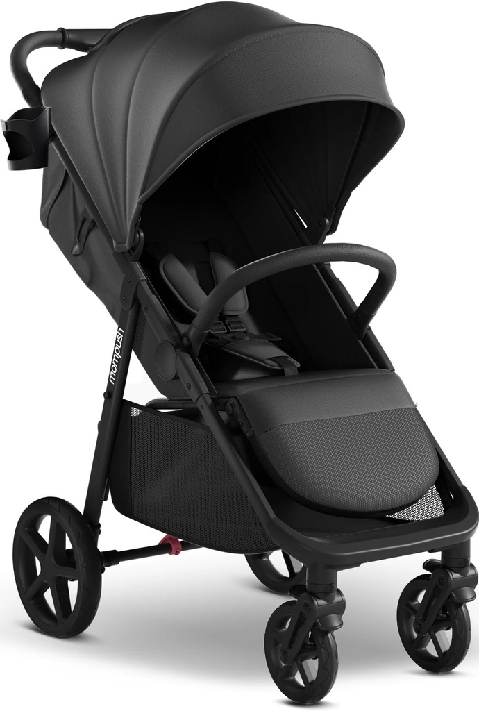 Mompush Nova Baby Stroller, Spacious Seat, Extra-Large UPF 50+ Canopy, Black, 22LB, Unisex