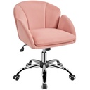 Alden Design Modern Velvet Rolling Desk Chair for Home Office, Pink