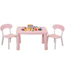 Cosotower Kids Table and Chair Set, 3 Piece Toddler Table and Chair Set, Plastic Children Activity Tablefor Reading,Preschool,Drawing,Toddler,Playroom(White/Pink)
