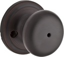 Kwikset Hancock Interior Privacy Door Knob with Lock, Door Handle for Bathroom and Bedroom, Venetian Bronze Keyless Turn Lock Doorknob, with Microban Protection