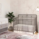 Little Seeds Monarch Hill Hawken Metal 3 in 1 Convertible Crib, Grey