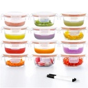 12 Pack 7Oz Glass Baby Food Containers with Lids ,Small Reusable Leakproof Food Storage Box ,Glass Jars for Toddlers,Freezer