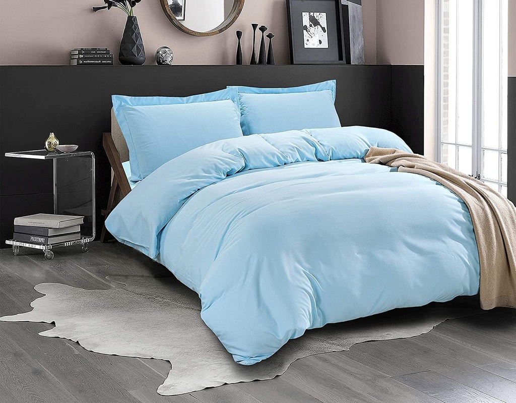 Elegant Comfort 2-Piece Duvet Cover Set, 1800 Premier, Button Closure, Solid Color - Cooling, Breathable Material- Wrinkle, Fade, Stain Resistant, Twin/Twin XL, Aqua Blue