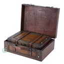 Wooden Vintage Luggage Trunks - Antique Carry on Suitcase Storage Box with Hinged Lids, Old-Fashioned Decorative Box for Dresser, Coffee Table Decor, Shelf Decor or Kitchen Table Decor, Small