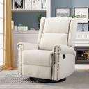 Muumblus Swivel Glider Rocker Recliner for Nursery, Wingback Upholstered Nursery Chair in Beige