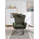 Hassch Rocking Chair for Baby Nursery, Comfy Small Rocker with Neck Rest and Pocket, Modern Upholstered Accent High Back Armchair for Living Room, Bedroom, and Office (Dark Green)