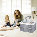 SPOORYYO Home Storage & Organisation Foldable Storage Latchs Bins, Storage Organizer Box with Handle and ,Stackable Foldable Plastic Storage Containers, Visible Storage, for Closet, Laundry, Kitc