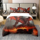 YST Dragon Twin 100% Natural Cotton Duvet Cover for Boys Girls Kids,Fire Print Trippy Bedding Set Gothic Home Decor,Mysterious 3D Dragon Comforter Cover Wild Safari Animal Bed Set 2Pcs