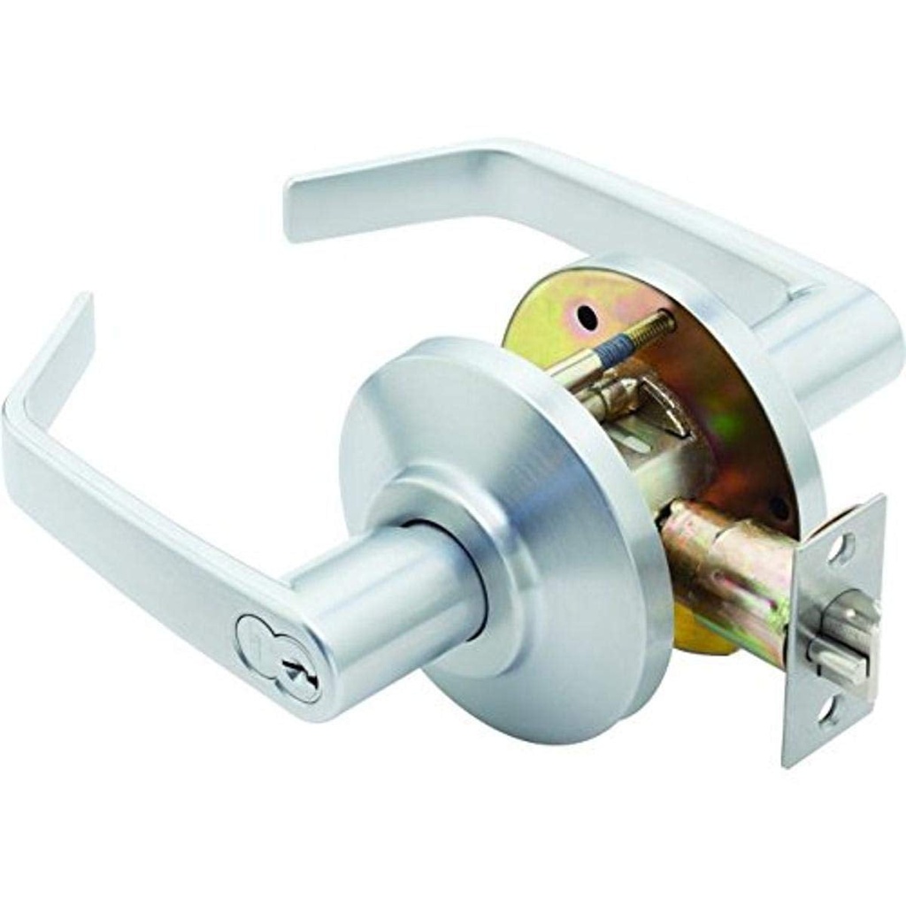 Stanley Best 7KC 37 R 15D S3 626 7-Pin Contour Angle Return Medium Duty Lockset, Classroom, Satin Chrome, 2"